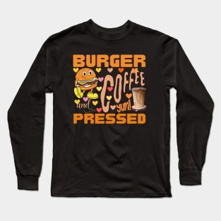 Burger Cartoon Character and Coffee Long Sleeve T-Shirt